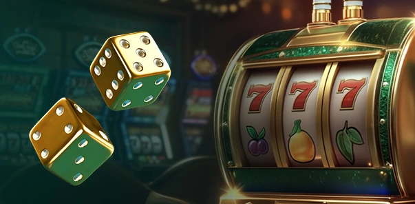 Crowngreen glowing dice on green table